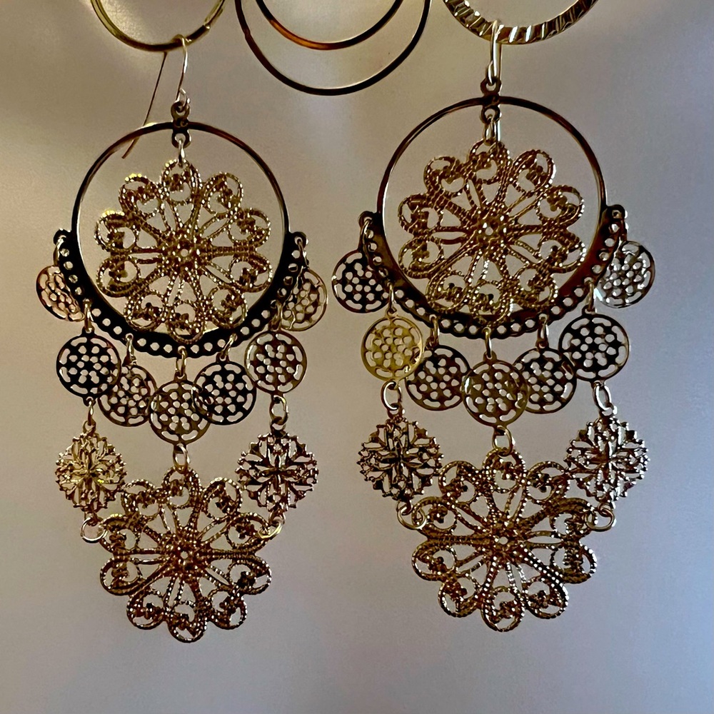Gold Lightweight Chandelier Earrings